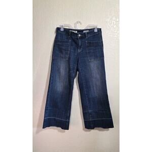 Pilcro Letterpress Jeans Women’s 28 Melanie Denim Cropped Wide Leg Anthropologie